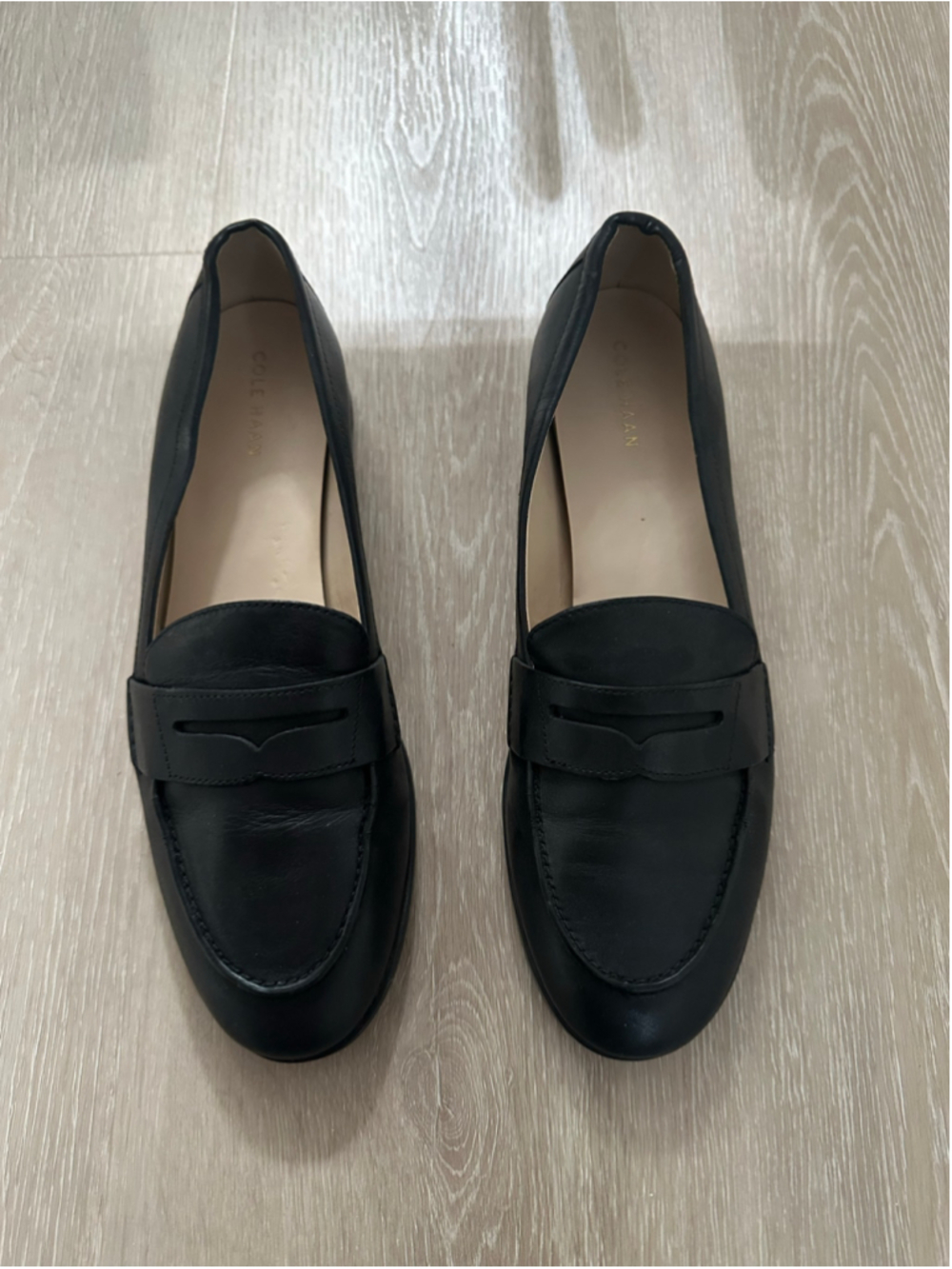 Cole Haan Black Leather Penny Loafers